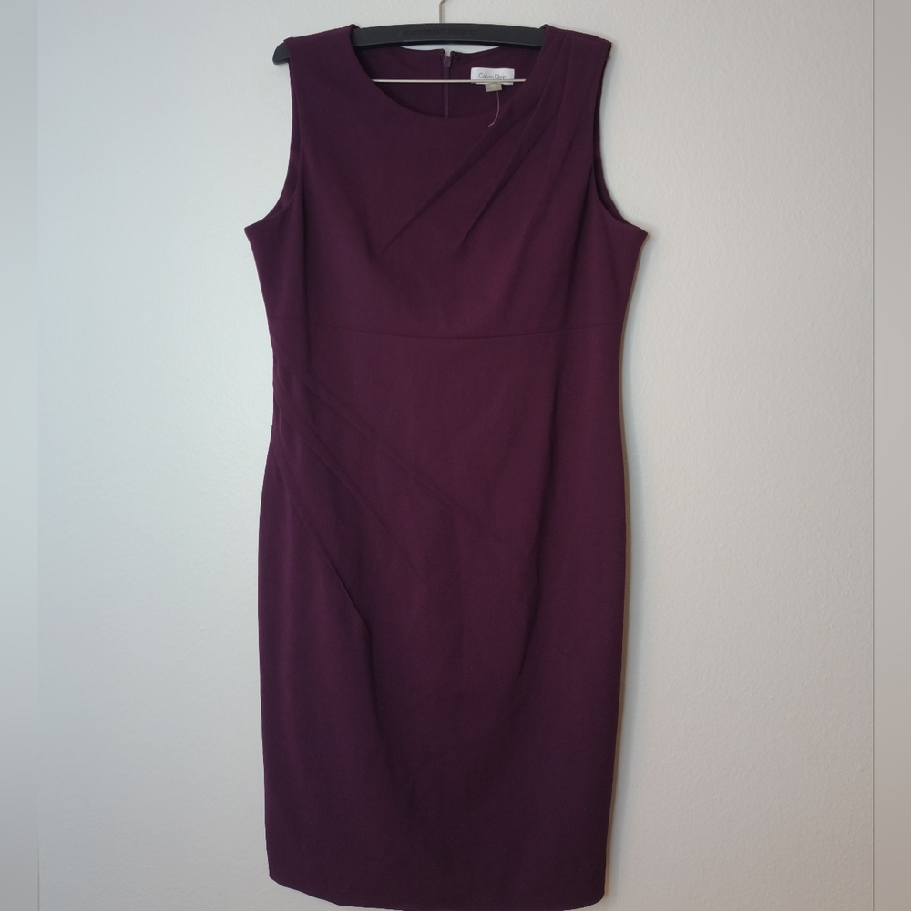 Calvin Klein Rich Purple Midi Dress Bodycon Work Office